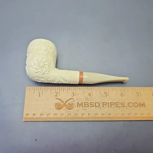 MBSD Meerschaum Deluxe Floral Carved Stacked Rhodesian with Briar-Mortise (New) - Image 11