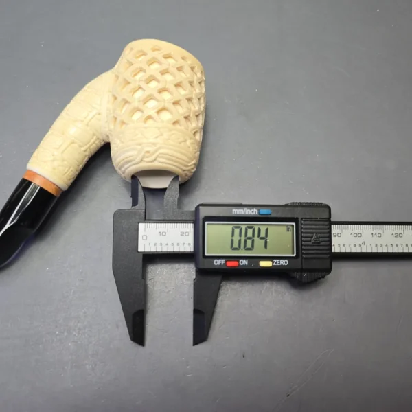 MBSD Meerschaum Deluxe Lattice Carved Cherrywood Sitter with Briar-Mortise (New) - Image 3
