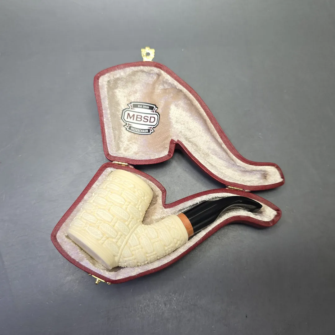 MBSD Meerschaum Deluxe Brick Carved Cherrywood with Briar-Mortise (New) - Image 2