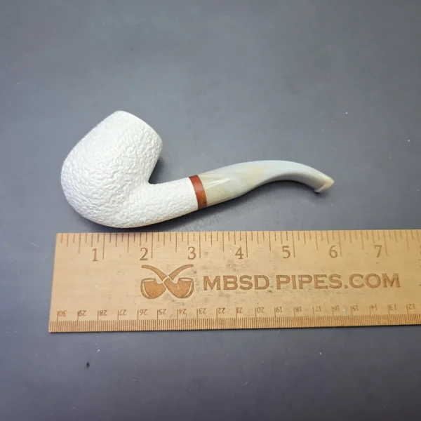 MBSD Meerschaum Deluxe Rusticated Bent Billiard with Briar-Mortise (New) - Image 11