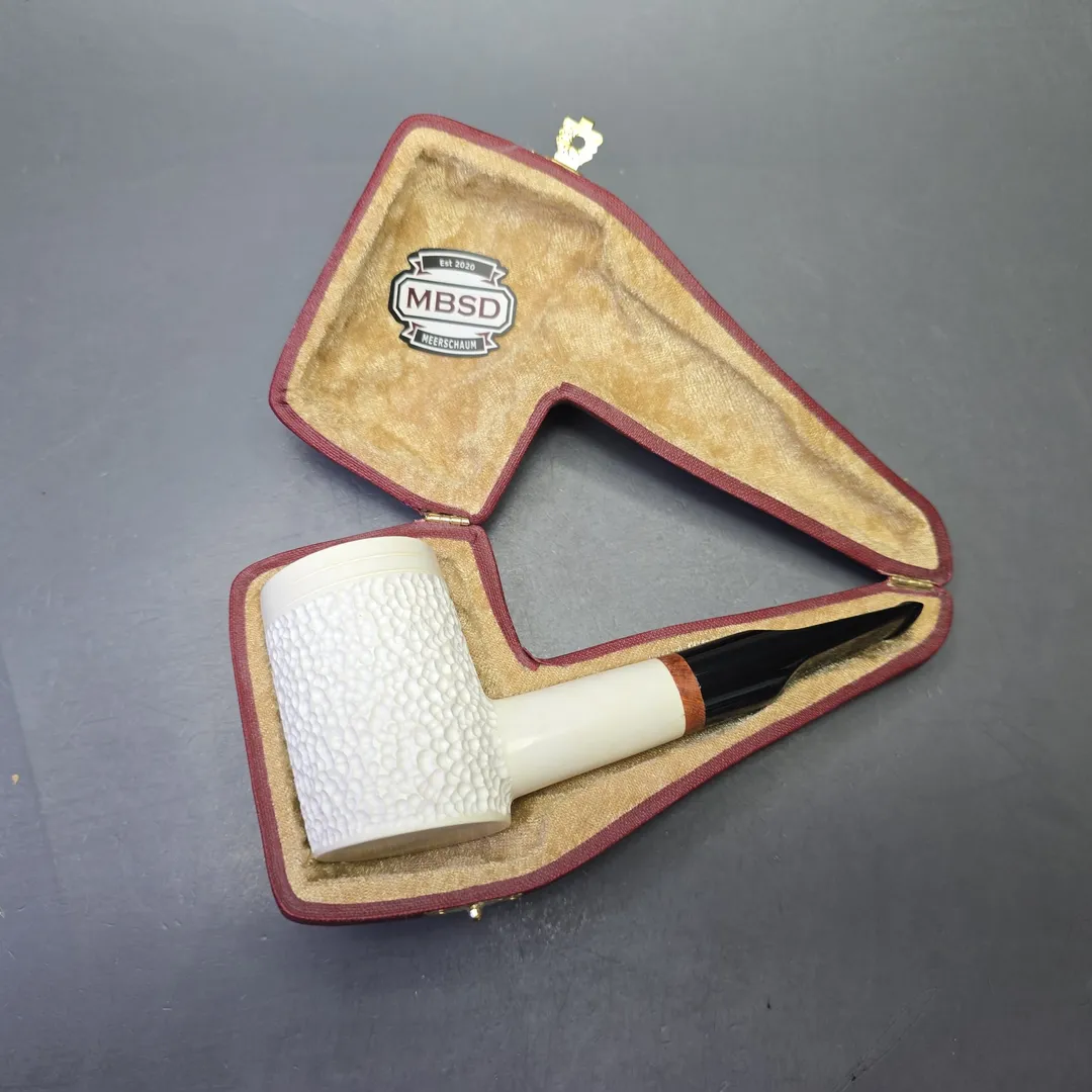 MBSD Meerschaum Deluxe Rusticated Poker with Briar-Mortise (New) - Image 2