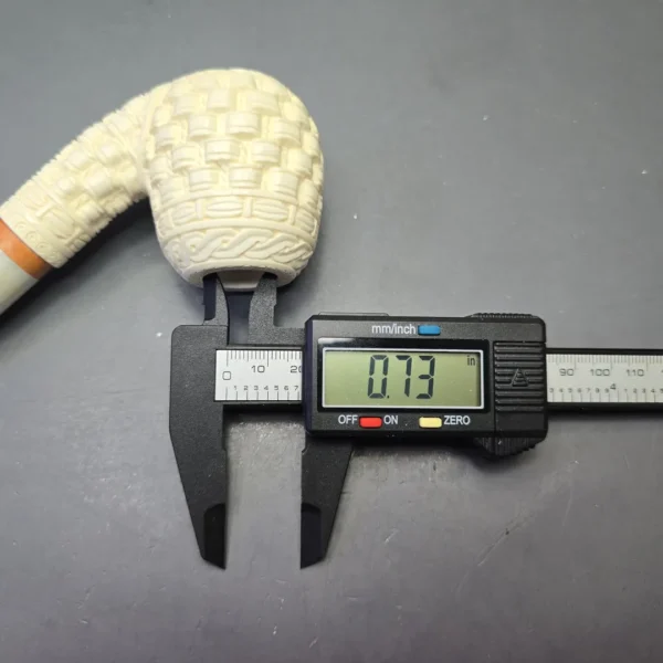 MBSD Meerschaum Deluxe Wicker Carved Bent Billiard with Briar-Mortise (New) - Image 12