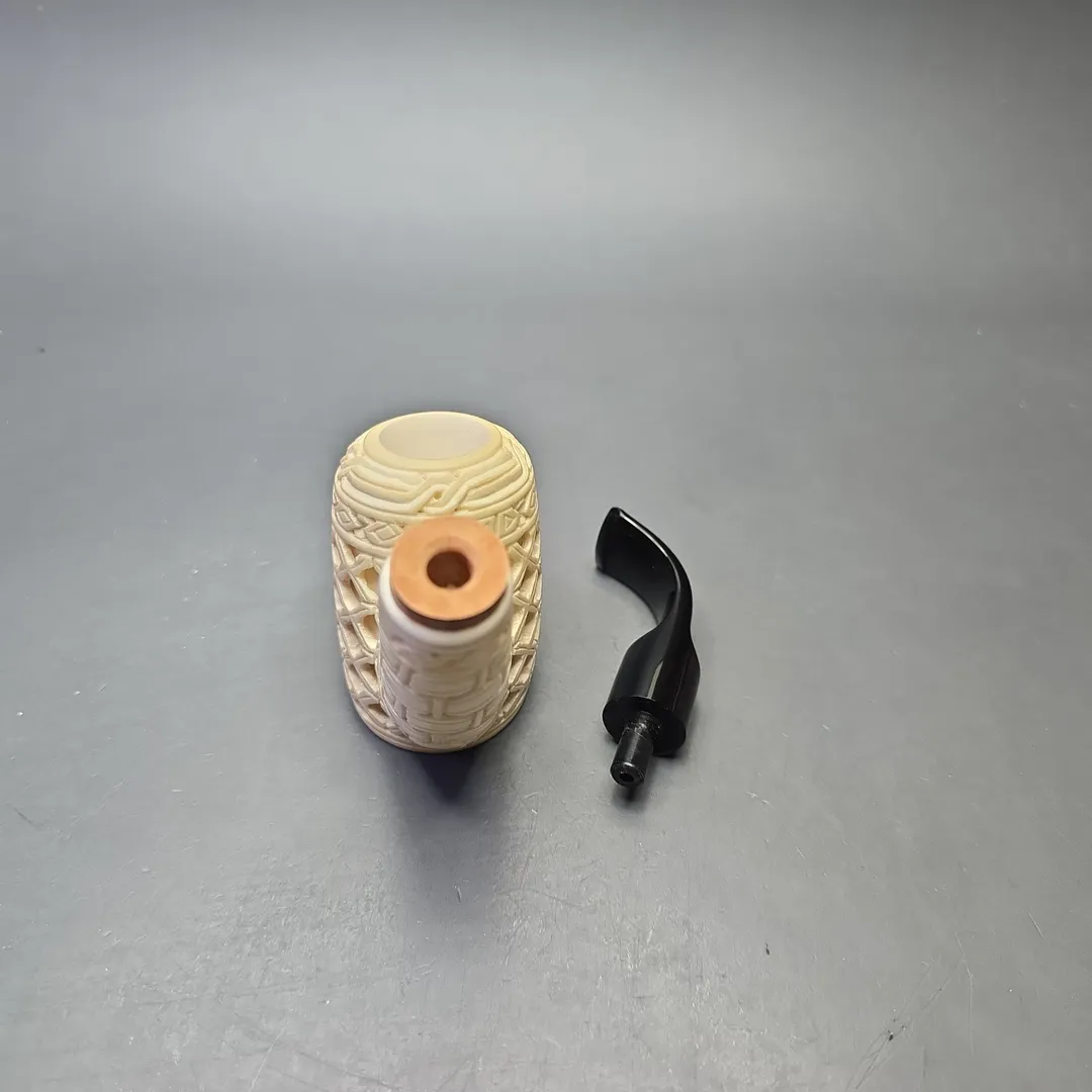 MBSD Meerschaum Deluxe Lattice Carved Cherrywood Sitter with Briar-Mortise (New) - Image 2