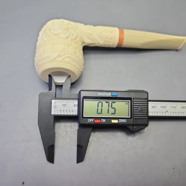 MBSD Meerschaum Deluxe Floral Carved Stacked Rhodesian with Briar-Mortise (New) - Image 12