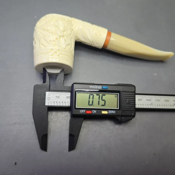 MBSD Meerschaum Deluxe Floral Carved Bent Billiard with Briar-Mortise (New) - Image 12