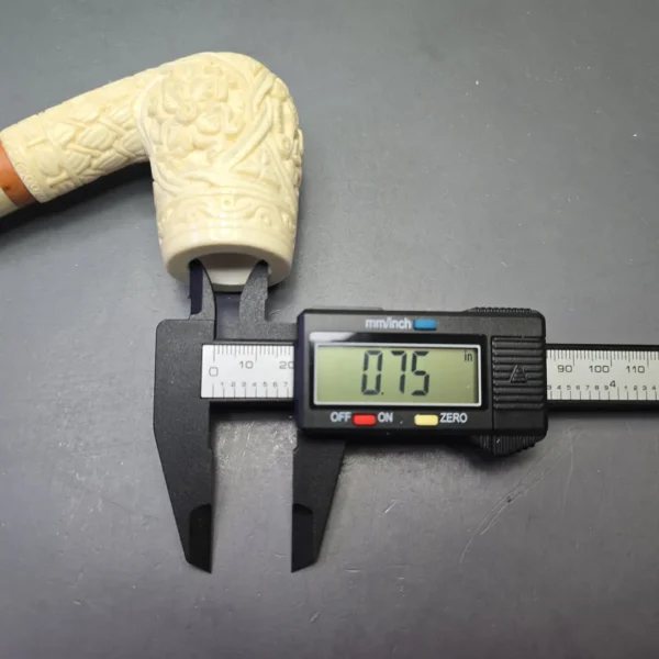 MBSD Meerschaum Deluxe Floral Carved Bent Billiard with Briar-Mortise (New) - Image 12