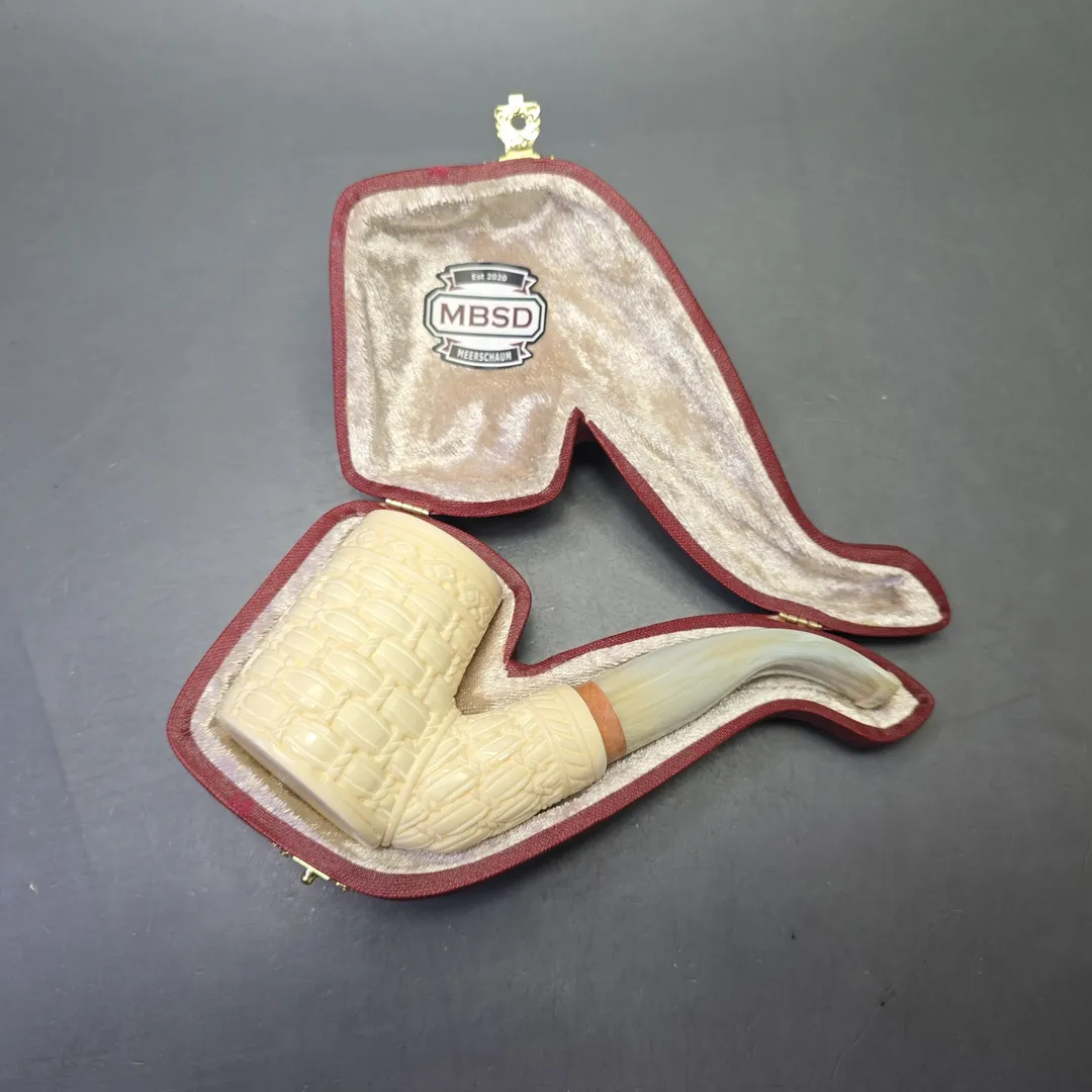 MBSD Meerschaum Deluxe Brick Carved Cherrywood with Briar-Mortise (New) - Image 2