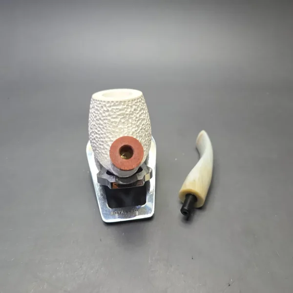MBSD Meerschaum Deluxe Rusticated Bent Billiard with Briar-Mortise (New) - Image 13