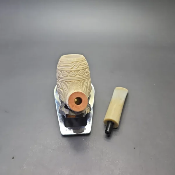 MBSD Meerschaum Deluxe Floral Carved Stacked Bent Billiard with Briar-Mortise (New) - Image 13