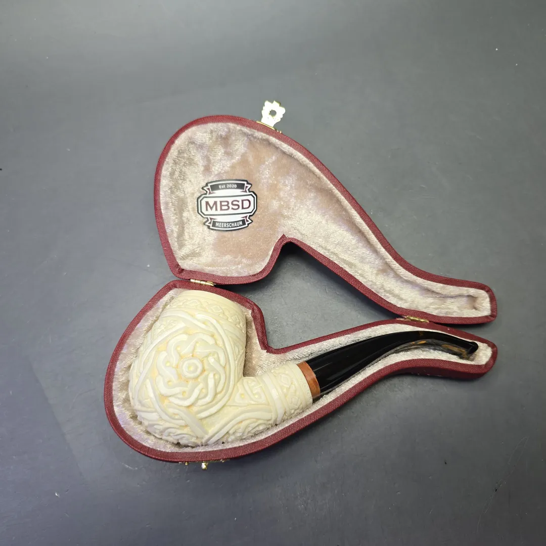MBSD Meerschaum Deluxe Floral Carved Brandy with Briar-Mortise (New) - Image 2