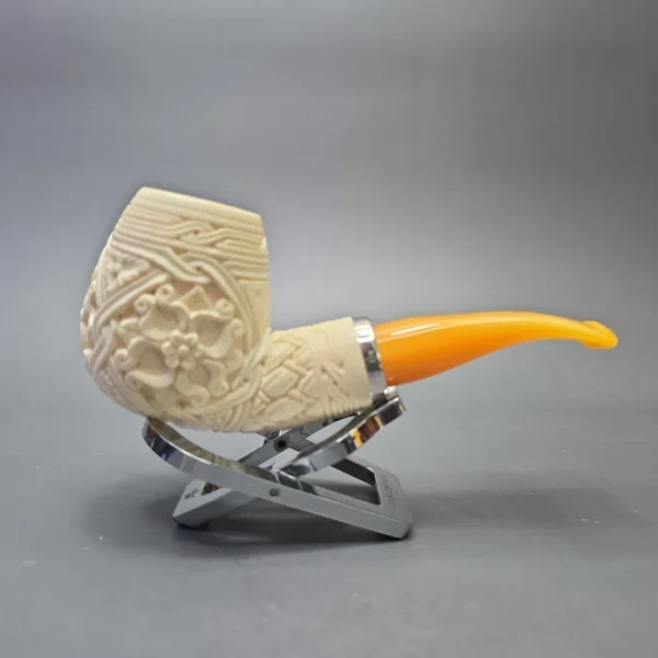 MBSD Meerschaum Silver Floral Carved Reverse Calabash Brandy (New) - Image 3