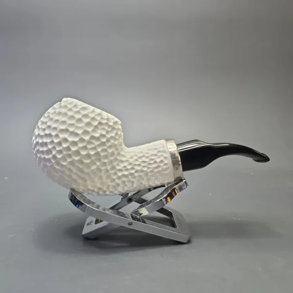 MBSD Meerschaum Silver "Golf Ball" Rusticated Reverse Calabash Apple (New) - Image 3