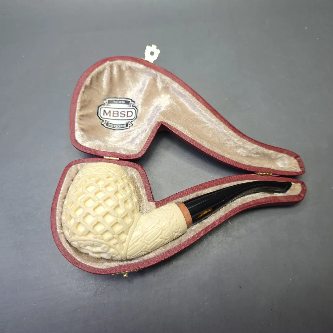MBSD Meerschaum Deluxe Lattice Carved Brandy with Briar-Mortise (New) - Image 2