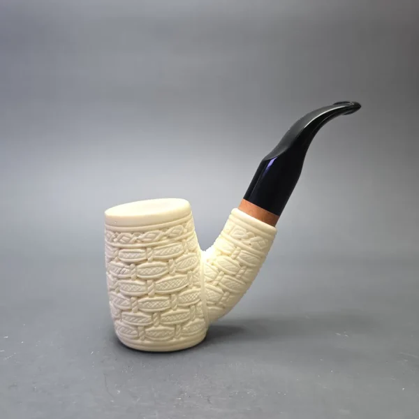 MBSD Meerschaum Deluxe Brick Carved Cherrywood with Briar-Mortise (New) - Image 3