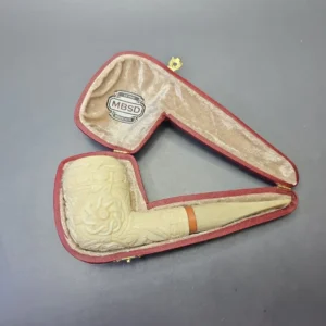 MBSD Meerschaum Deluxe Floral Carved Stacked Rhodesian with Briar-Mortise (New) - alternate view