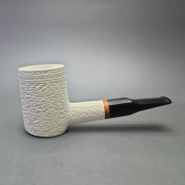 MBSD Meerschaum Deluxe Rusticated Poker with Briar-Mortise (New) - Image 3