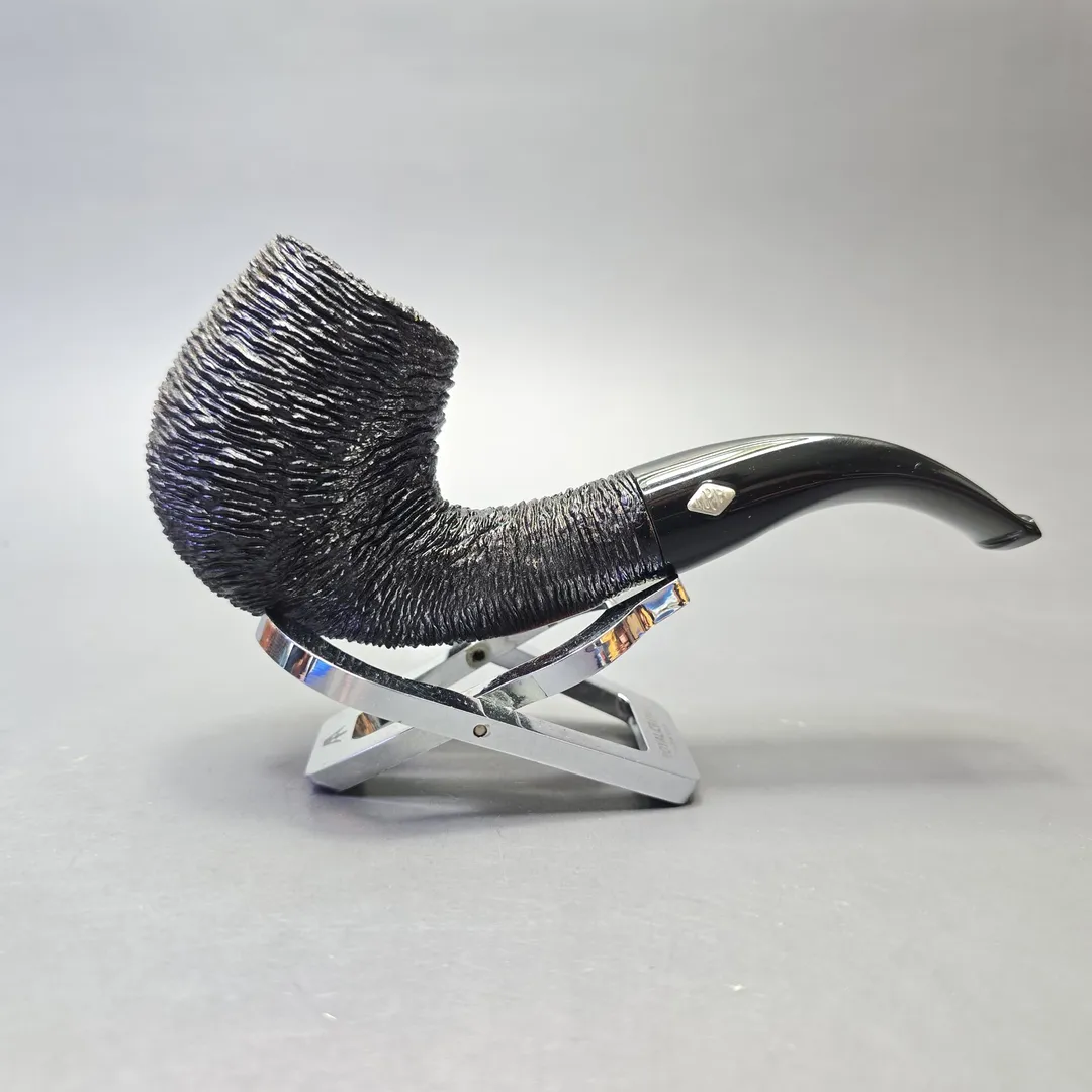 Brebbia Lido Root Briar 60 Rusticated Bent Billiard (Unsmoked Estate) - Image 2