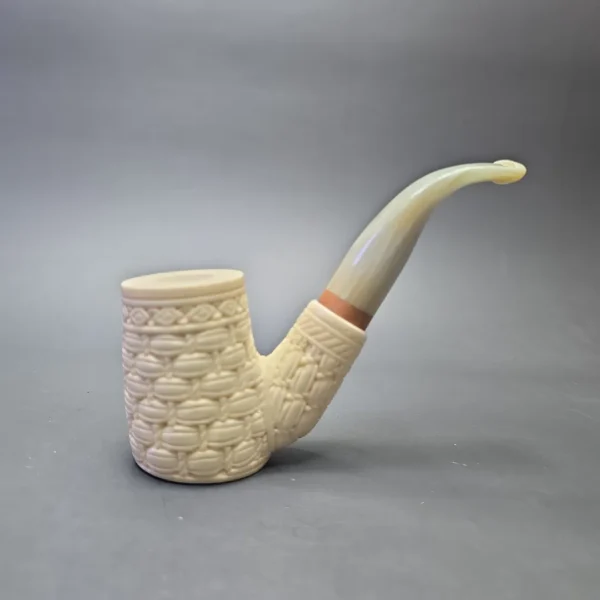 MBSD Meerschaum Deluxe Brick Carved Cherrywood with Briar-Mortise (New) - Image 3