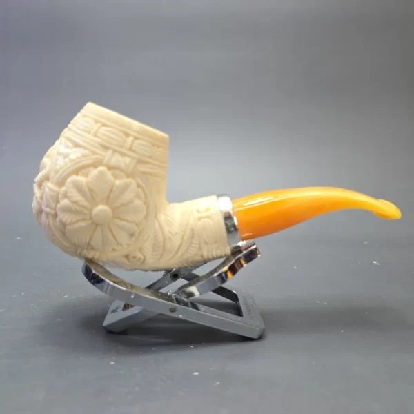 MBSD Meerschaum Silver Floral Carved Reverse Calabash Brandy (New) - Image 3