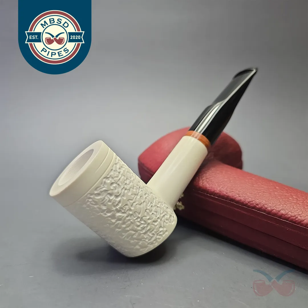 MBSD Meerschaum Deluxe Compact Rusticated Poker with Briar-Mortise (New)