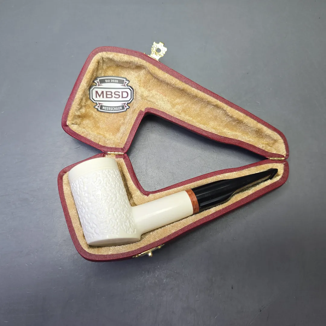 MBSD Meerschaum Deluxe Compact Rusticated Poker with Briar-Mortise (New) - Image 2
