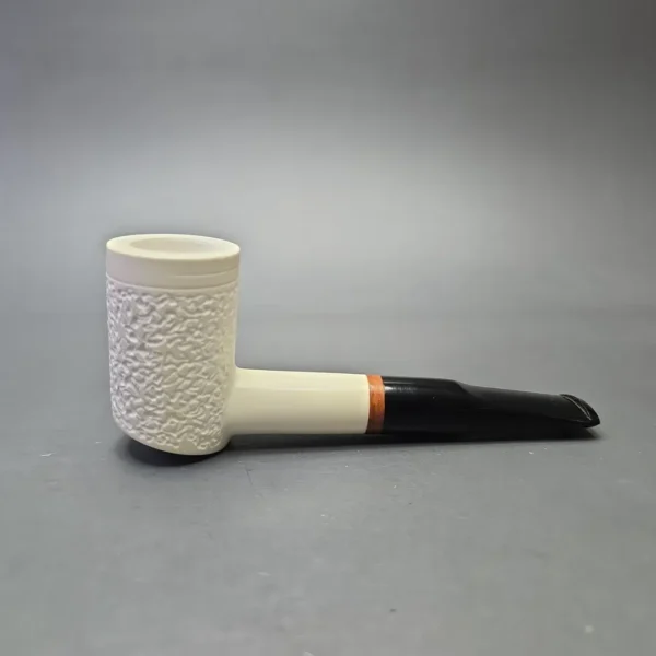 MBSD Meerschaum Deluxe Compact Rusticated Poker with Briar-Mortise (New) - Image 3