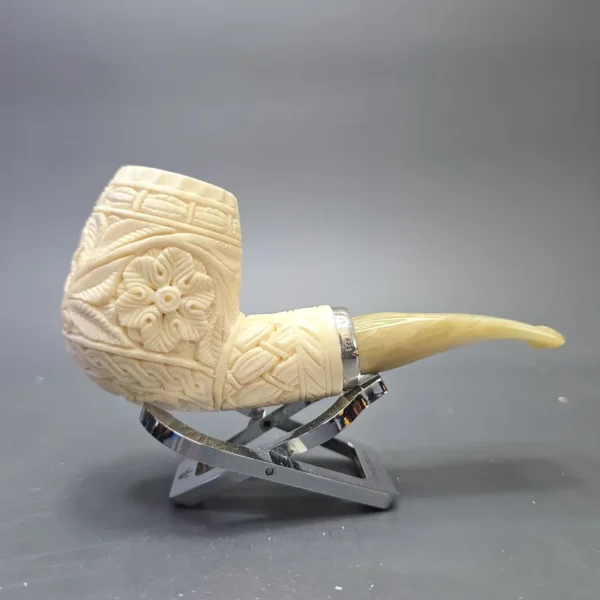 MBSD Meerschaum Silver Floral Carved Reverse Calabash Brandy (New) - Image 3