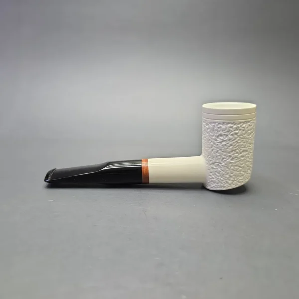 MBSD Meerschaum Deluxe Compact Rusticated Poker with Briar-Mortise (New) - Image 5
