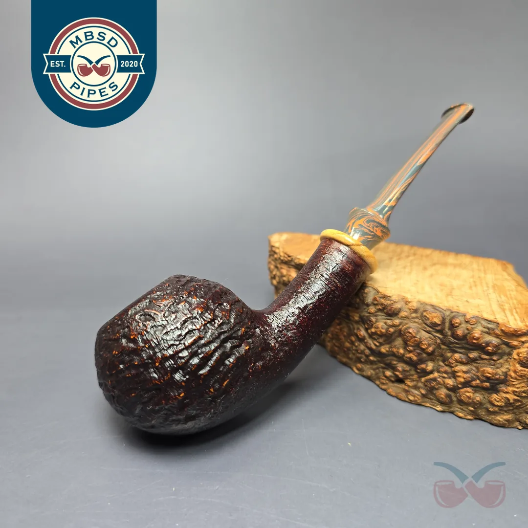 Bonsai Pipes Sandblasted Apple w/ Olivewood Handmade Briar Pipe, New