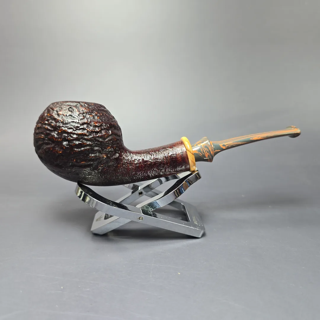 Bonsai Pipes Sandblasted Apple w/ Olivewood Handmade Briar Pipe, New