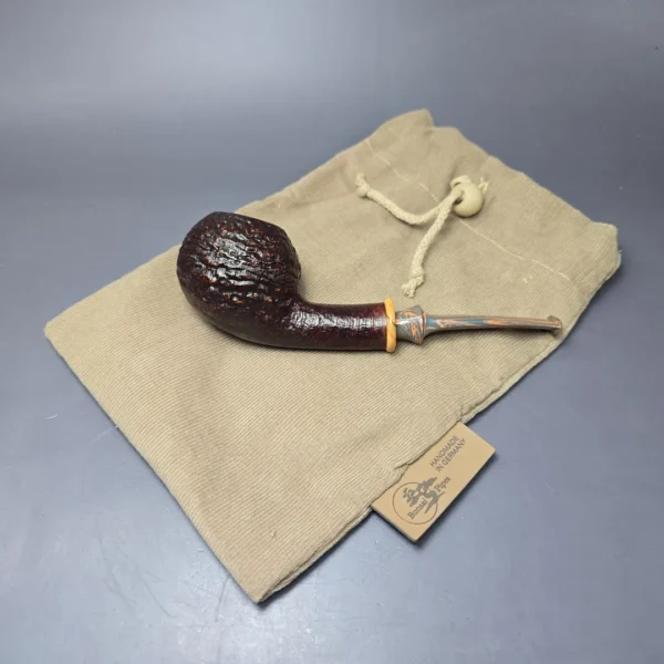 Bonsai Pipes Sandblasted Apple w/ Olivewood Handmade Briar Pipe, New