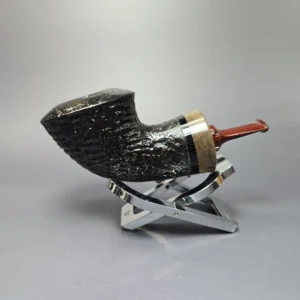 Bonsai Pipes Sandblasted Knubbel Rhodesian w/ Stabilized Platan Handmade Briar Pipe, New