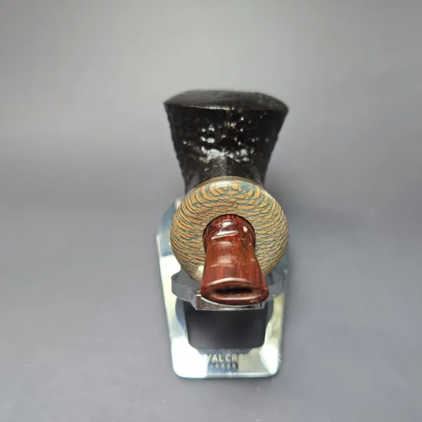 Bonsai Pipes Sandblasted Knubbel Rhodesian w/ Stabilized Platan Handmade Briar Pipe, New