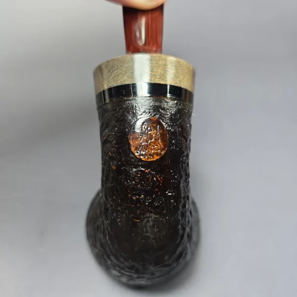 Bonsai Pipes Sandblasted Knubbel Rhodesian w/ Stabilized Platan Handmade Briar Pipe, New