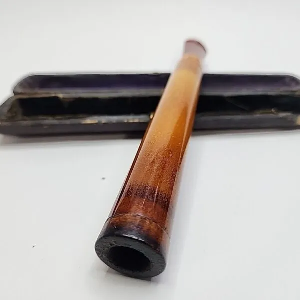 Large Antique Block Meerschaum Cigar Holder Cheroot, Amber Stem [SOLD OUT] - Image 3