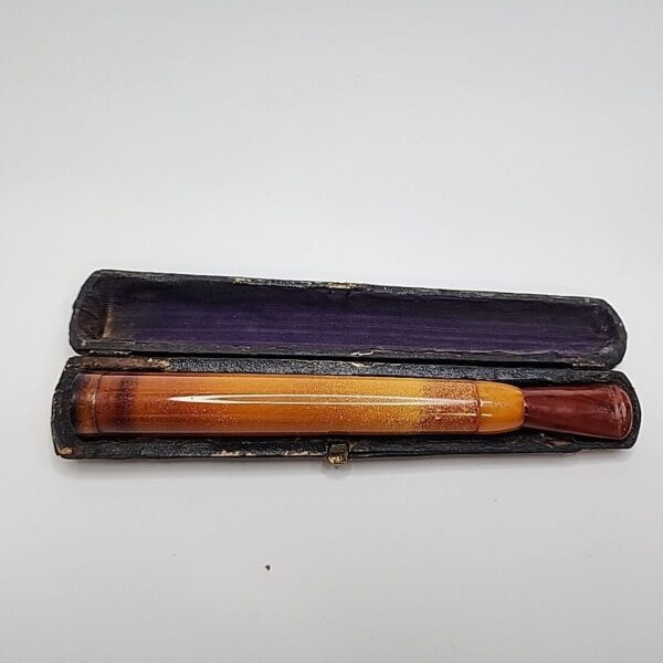 Large Antique Block Meerschaum Cigar Holder Cheroot, Amber Stem [SOLD OUT] - Image 6