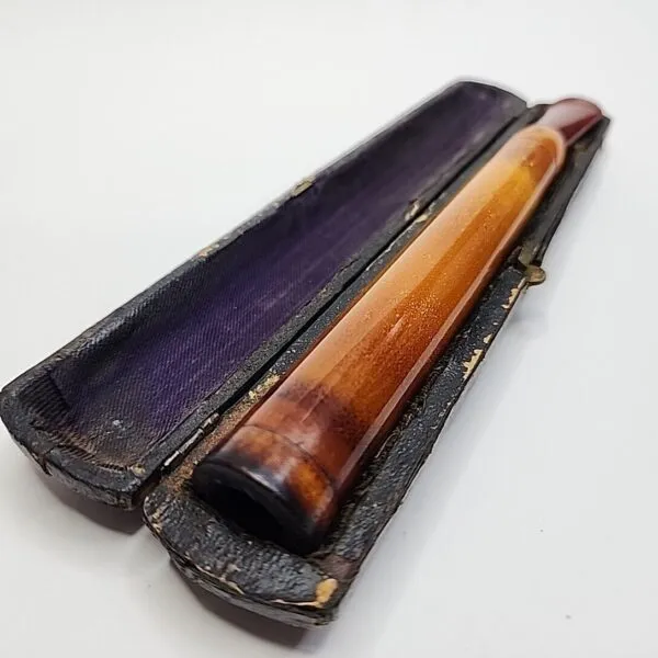Large Antique Block Meerschaum Cigar Holder Cheroot, Amber Stem [SOLD OUT] - Image 7