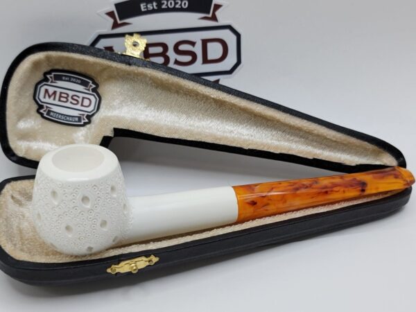 MBSD Meerschaum Block Meerschaum Straight Billiard Lattice Tobacco Pipe, Case [SOLD OUT] - Image 3