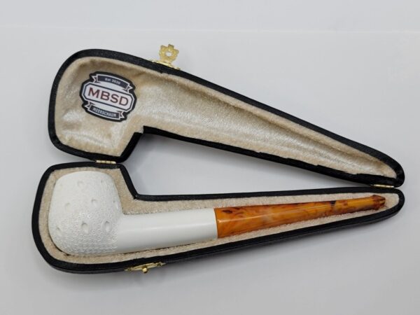 MBSD Meerschaum Block Meerschaum Straight Billiard Lattice Tobacco Pipe, Case [SOLD OUT] - Image 4