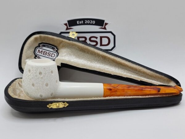 MBSD Meerschaum Block Meerschaum Straight Billiard Lattice Tobacco Pipe, Case [SOLD OUT]