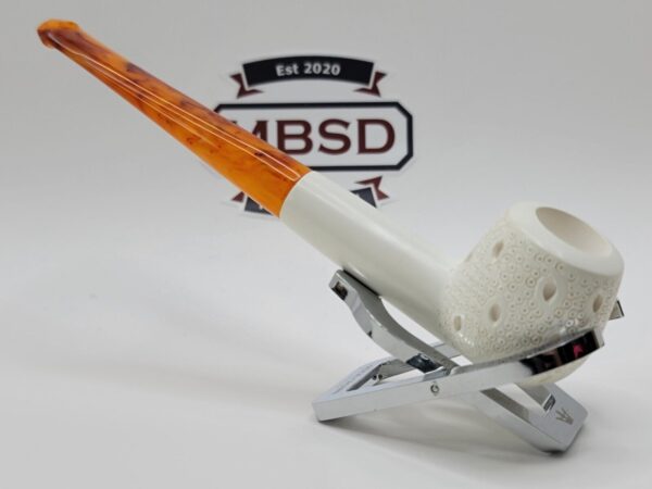 MBSD Meerschaum Block Meerschaum Straight Billiard Lattice Tobacco Pipe, Case [SOLD OUT] - Image 8