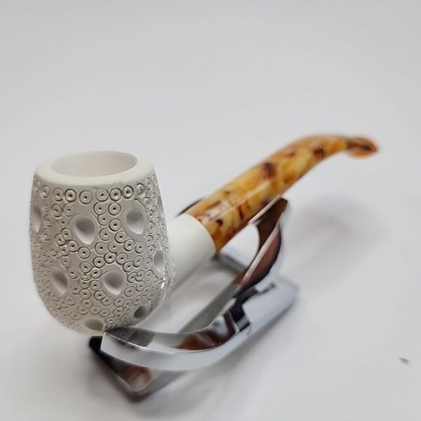 MBSD Meerschaum Lattice Bent Billiard Block Meerschaum Pipe, Case [SOLD OUT] - Image 3