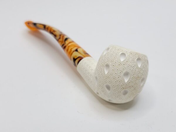 MBSD Meerschaum Small Bent Apple Block Meerschaum Tobacco Pipe, Lattice, Case [SOLD OUT] - Image 12