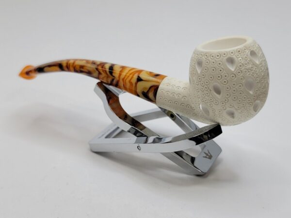 MBSD Meerschaum Small Bent Apple Block Meerschaum Tobacco Pipe, Lattice, Case [SOLD OUT] - Image 14