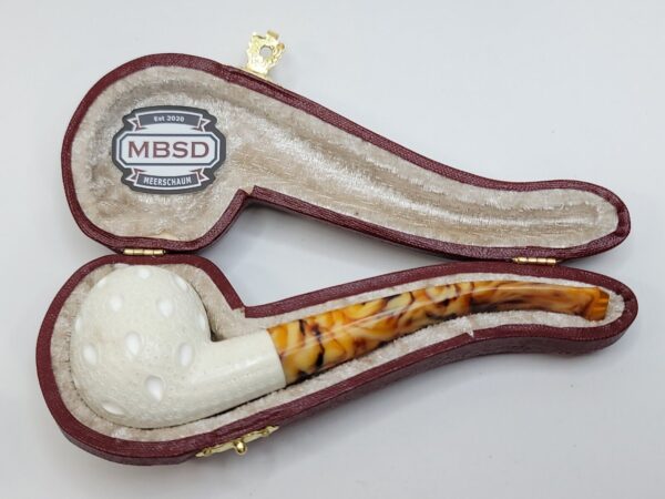 MBSD Meerschaum Small Bent Apple Block Meerschaum Tobacco Pipe, Lattice, Case [SOLD OUT] - Image 6