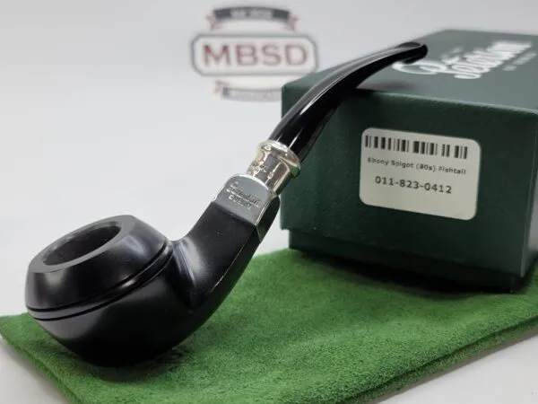 Peterson Ebony Spigot Smooth 80s Briar Tobacco Pipe, Fishtail [SOLD OUT]