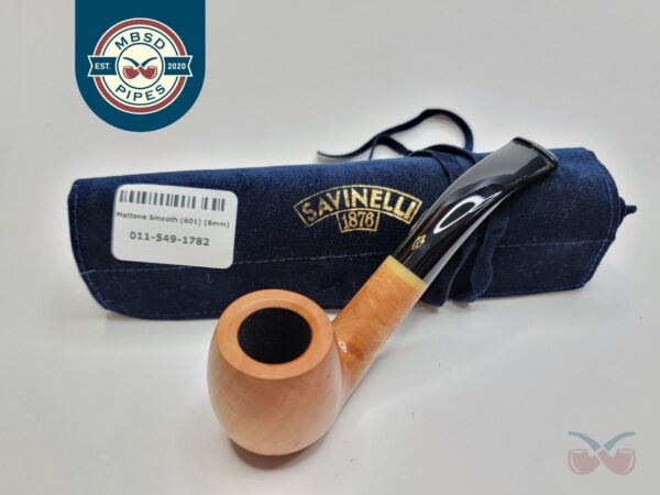 Savinelli Mattone Smooth 601 Bent Billiard Briar Tobacco Pipe, 6mm [SOLD OUT] - Image 3