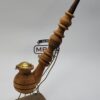 Vintage Long Wooden Tobacco Smoking Pipe, Brass Inserts, Unsmoked [SOLD OUT]