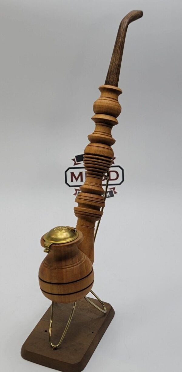 Vintage Long Wooden Tobacco Smoking Pipe, Brass Inserts, Unsmoked [SOLD OUT] - Image 3