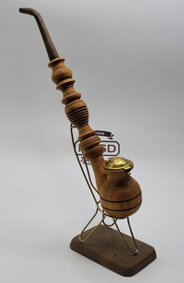 Vintage Long Wooden Tobacco Smoking Pipe, Brass Inserts, Unsmoked [SOLD OUT] - Image 4